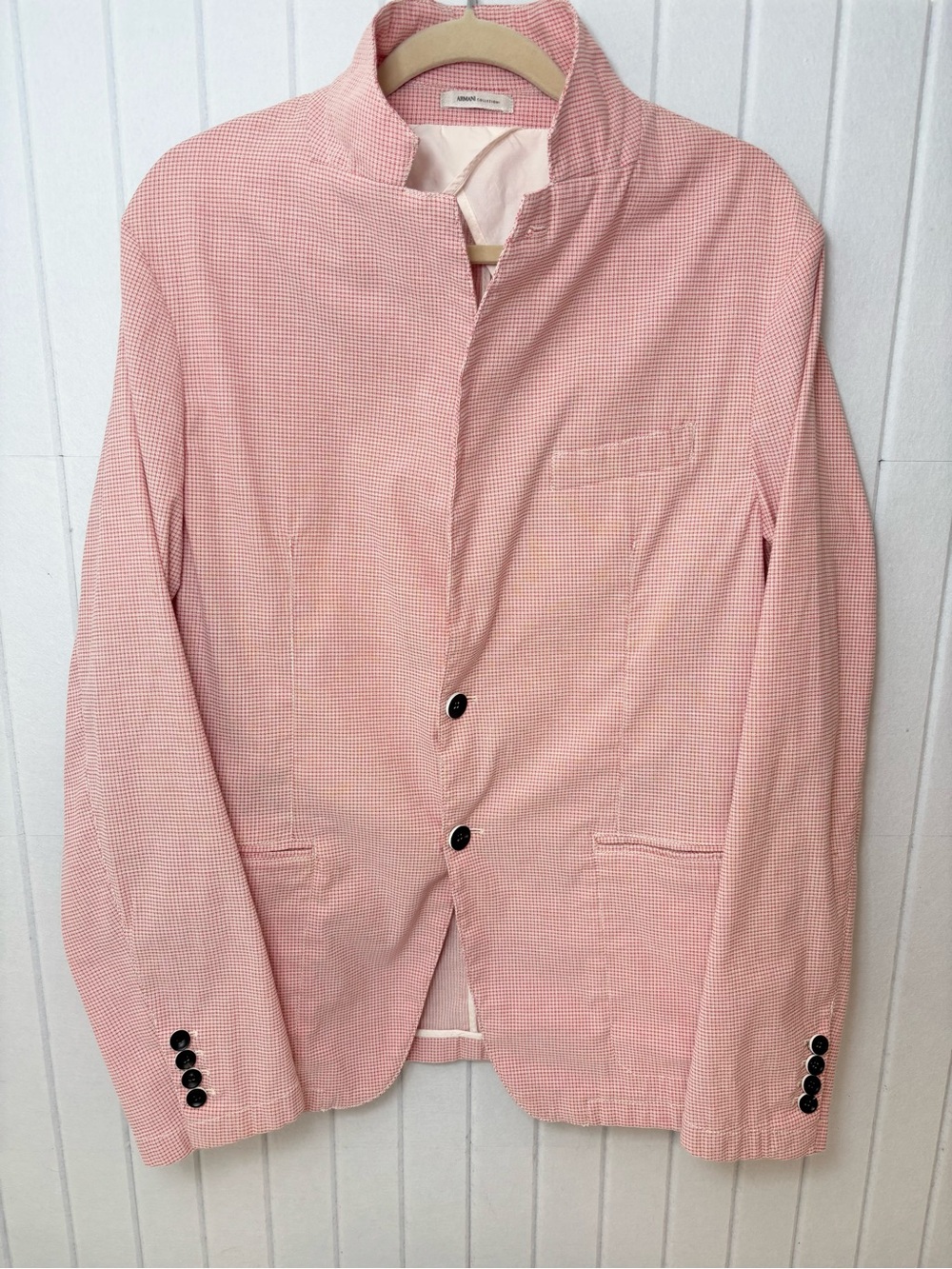 Armani Collezioni Cotton blend Pink Micro-Check Jacket Blazer size 44